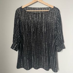 Black and white dotted flowy blouse